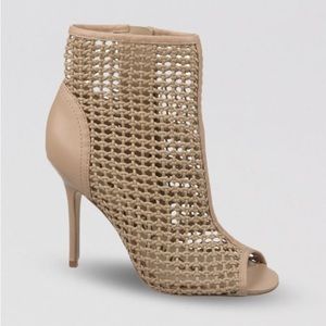Sam Edelman Aubriana Woven Booties Open Toe Cream/Tan 8.5